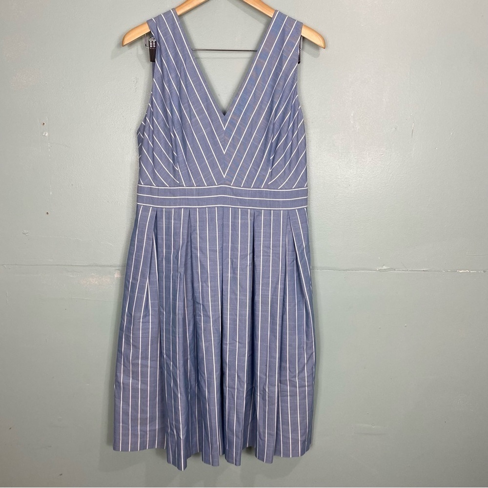 Gal Meets Glam‎ Samantha Dress Striped Blue White Sleeveless Sz 12